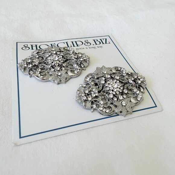 Silver Embellished Shoe Clips - Picture 4 of 10